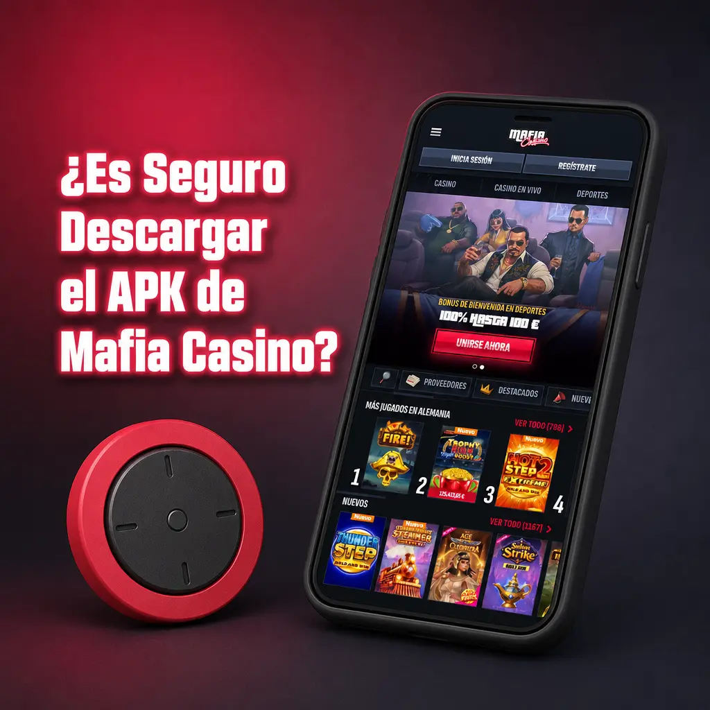 Descarga segura del APK de Mafia Casino con licencia de Curazao y protección SSL para tus datos y fondos.