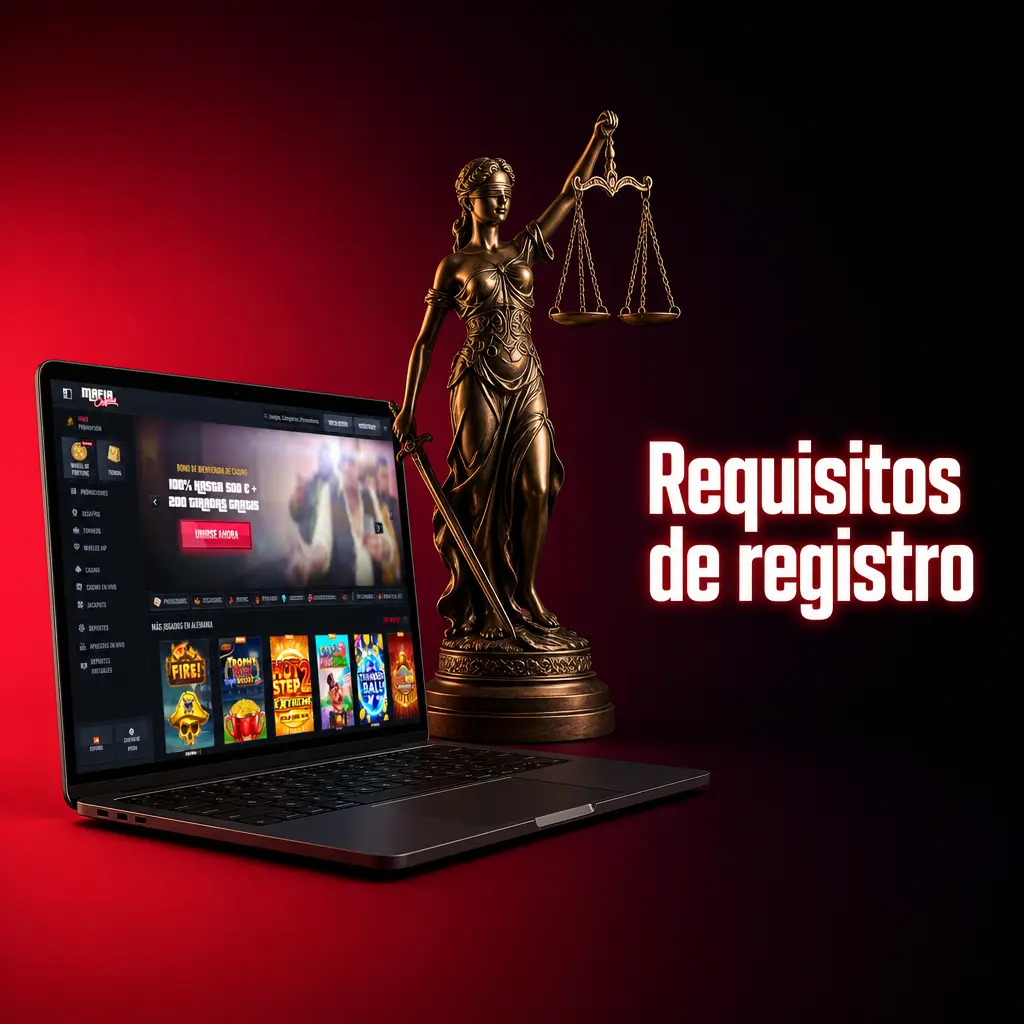Requisitos de registro en Mafia Casino: mayores de 18 años, datos reales, documento válido y una sola cuenta por jugador.