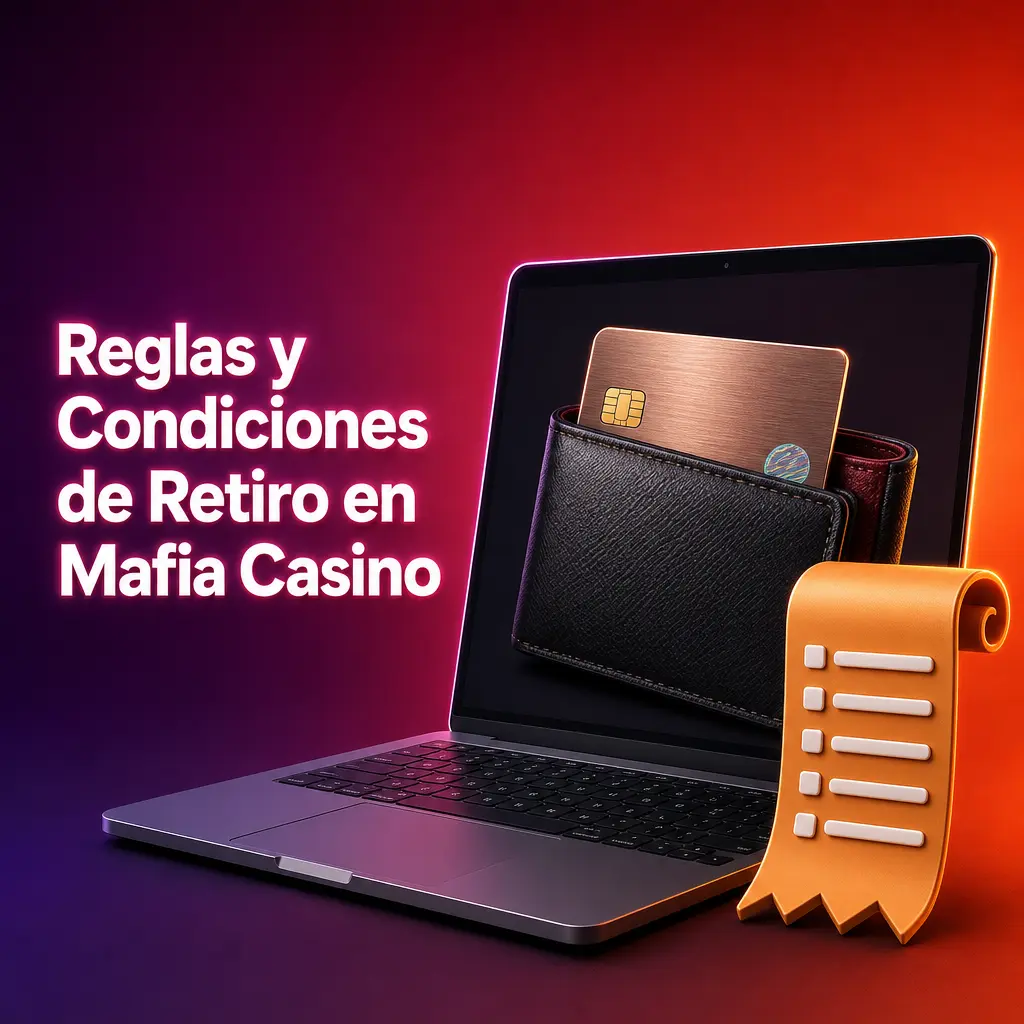 Reglas y condiciones de retiro en Mafia Casino: verificación KYC, mismo método de pago, requisitos de apuesta y límites por transacción.